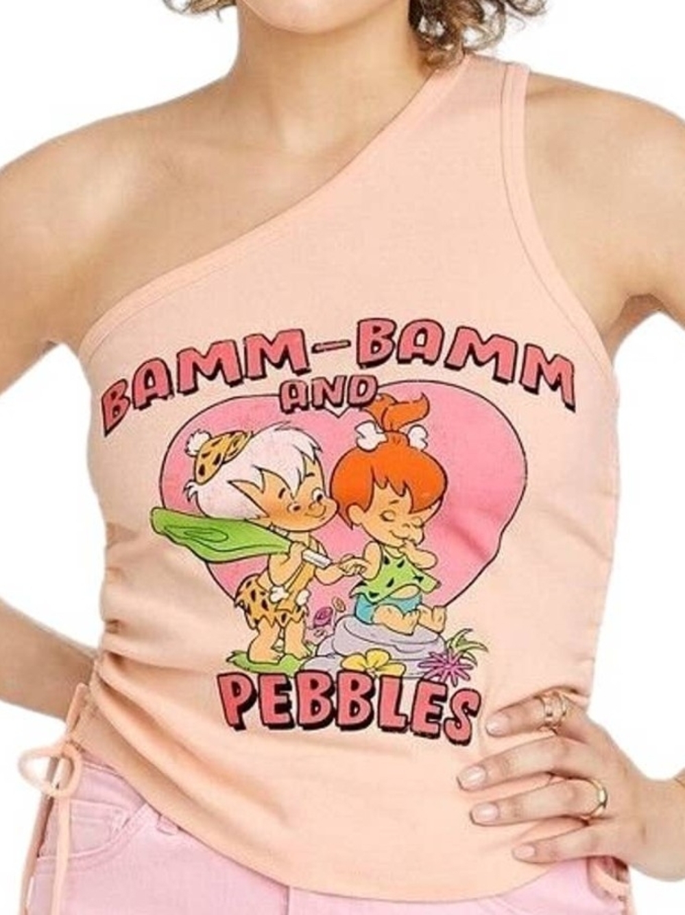 Flintstones Bamm-Bamm and Pebbles One-Shoulder Tank Top